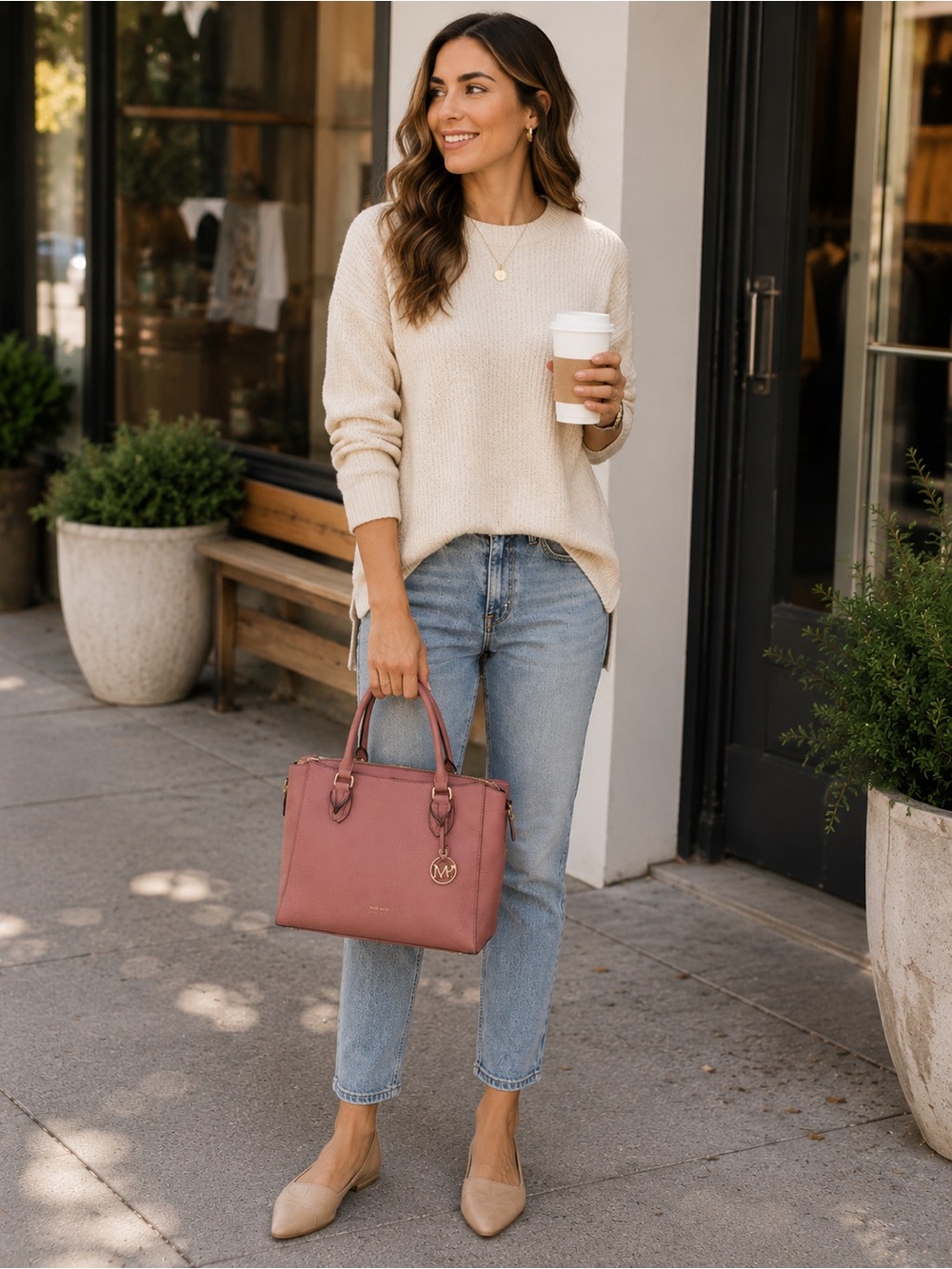 Nine West Pebbled Satchel Crossbody Purse Tote Bag - Picture 4 of 11